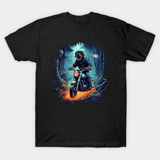 A mystical t-shirt design featuring a Rottweiler Dog on a motorcycle T-Shirt